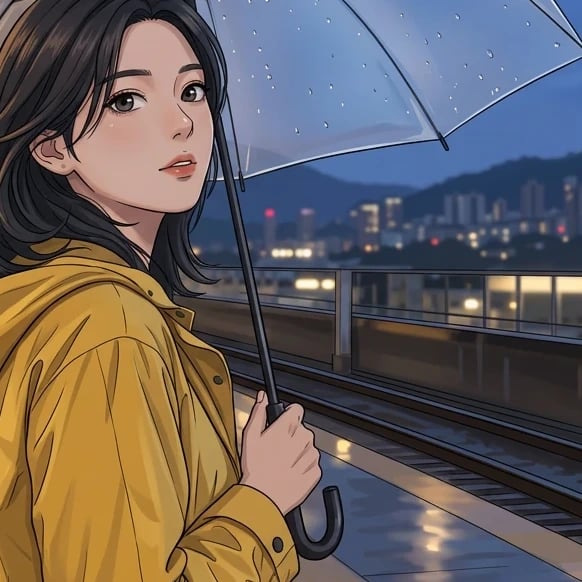 Enlarged detail of the first anime portrait result, showing original hair shape, expressive eyes, and cel shading.