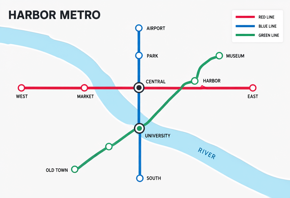 Reference fictional harbor metro map