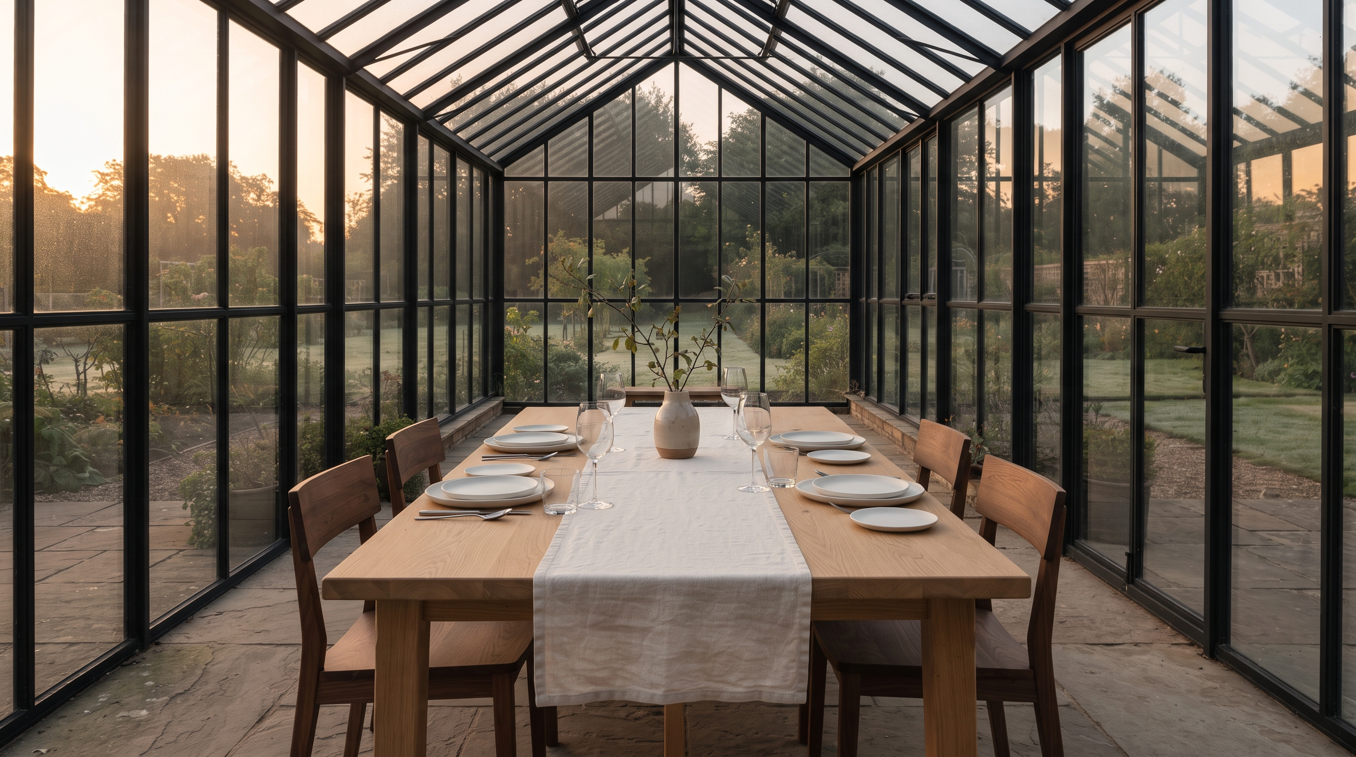 Reference image: Glasshouse dawn first frame