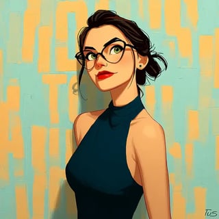 Illustrated editorial portrait for ad creative testing